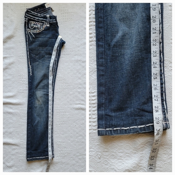Laguna Beach Embellished Low Rise Straight Skinny Jewel Studded Jeans - Picture 11 of 13